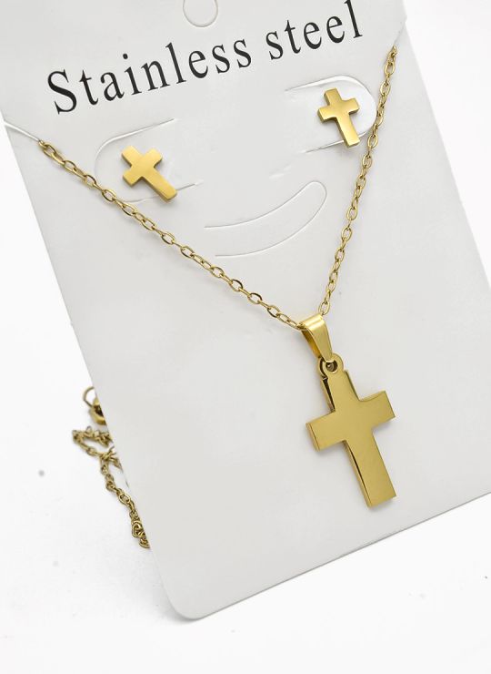 SET DE COLLAR, DIJE Y ARETES EN ACERO INOXIDABLE 316L