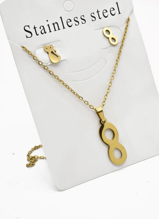 SET DE COLLAR, DIJE Y ARETES EN ACERO INOXIDABLE 316L