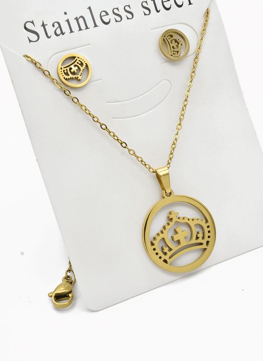 SET DE COLLAR, DIJE Y ARETES EN ACERO INOXIDABLE 316L
