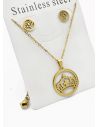SET DE COLLAR, DIJE Y ARETES EN ACERO INOXIDABLE 316L