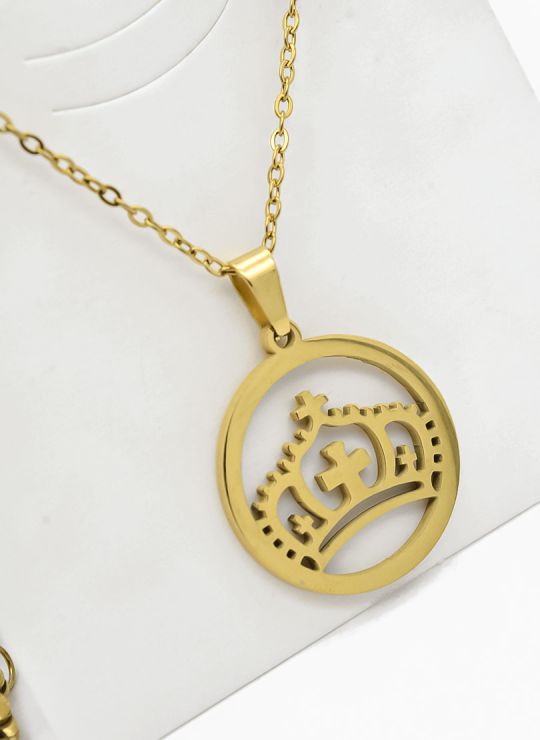 SET DE COLLAR, DIJE Y ARETES EN ACERO INOXIDABLE 316L