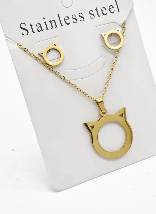 SET DE COLLAR, DIJE Y ARETES EN ACERO INOXIDABLE 316L