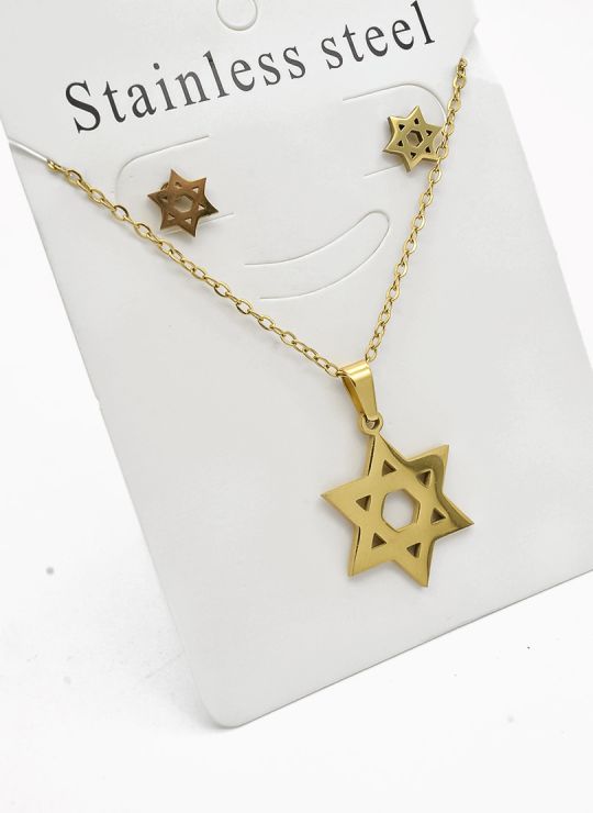 SET DE COLLAR, DIJE Y ARETES EN ACERO INOXIDABLE 316L