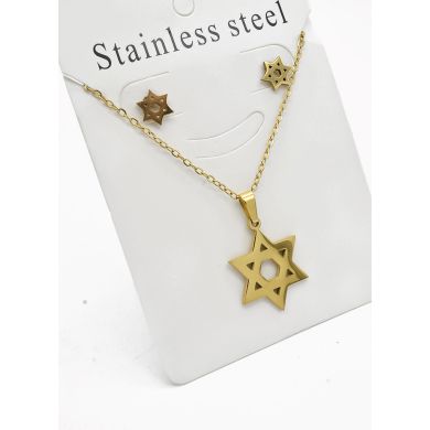 SET DE COLLAR, DIJE Y ARETES EN ACERO INOXIDABLE 316L