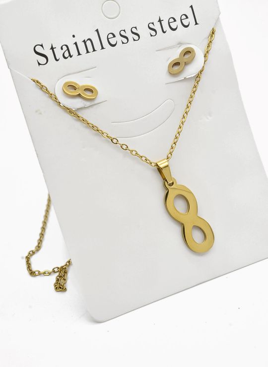 SET DE COLLAR, DIJE Y ARETES EN ACERO INOXIDABLE 316L