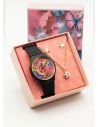SET DE RELOJ SILICONA CON COLLAR EN ACERO INOXIDABLE MUNDIAL Y ESTUCHE