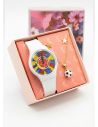 SET DE RELOJ SILICONA CON COLLAR EN ACERO INOXIDABLE MUNDIAL Y ESTUCHE