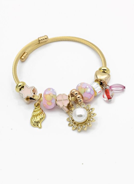 PULSERA TIPO PANDORA BRAZALETE EN RODIO CON MICROCIRCONES