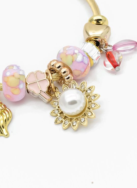 PULSERA TIPO PANDORA BRAZALETE EN RODIO CON MICROCIRCONES