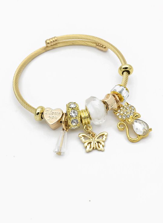 PULSERA TIPO PANDORA BRAZALETE EN RODIO CON MICROCIRCONES