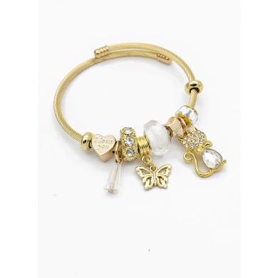 PULSERA TIPO PANDORA BRAZALETE EN RODIO CON MICROCIRCONES