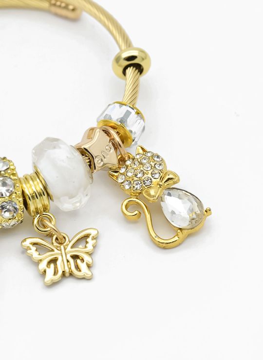PULSERA TIPO PANDORA BRAZALETE EN RODIO CON MICROCIRCONES