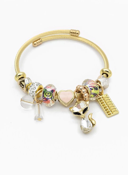 PULSERA TIPO PANDORA BRAZALETE EN RODIO CON MICROCIRCONES