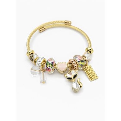 PULSERA TIPO PANDORA BRAZALETE EN RODIO CON MICROCIRCONES