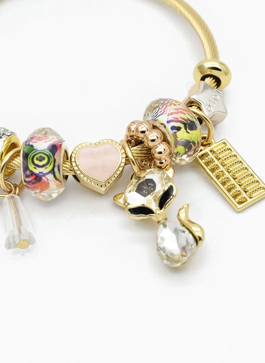 PULSERA TIPO PANDORA BRAZALETE EN RODIO CON MICROCIRCONES