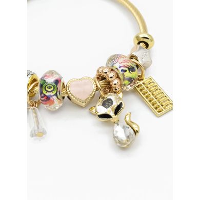 PULSERA TIPO PANDORA BRAZALETE EN RODIO CON MICROCIRCONES