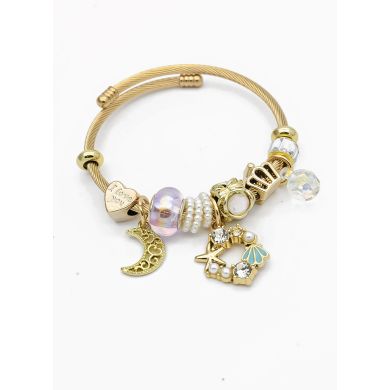 PULSERA TIPO PANDORA BRAZALETE EN RODIO CON MICROCIRCONES