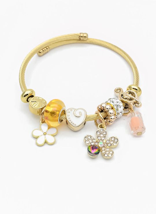 PULSERA TIPO PANDORA BRAZALETE EN RODIO CON MICROCIRCONES