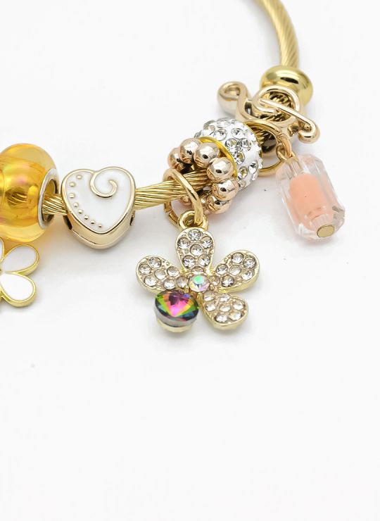 PULSERA TIPO PANDORA BRAZALETE EN RODIO CON MICROCIRCONES