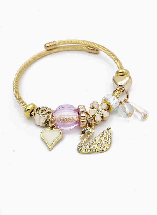 PULSERA TIPO PANDORA BRAZALETE EN RODIO CON MICROCIRCONES