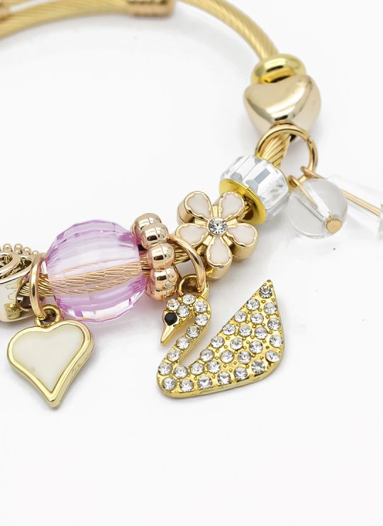 PULSERA TIPO PANDORA BRAZALETE EN RODIO CON MICROCIRCONES