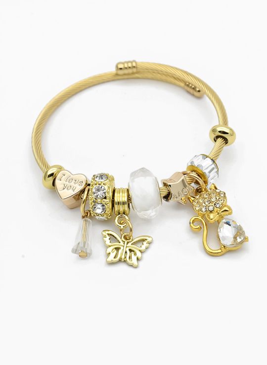 PULSERA TIPO PANDORA BRAZALETE EN RODIO CON MICROCIRCONES