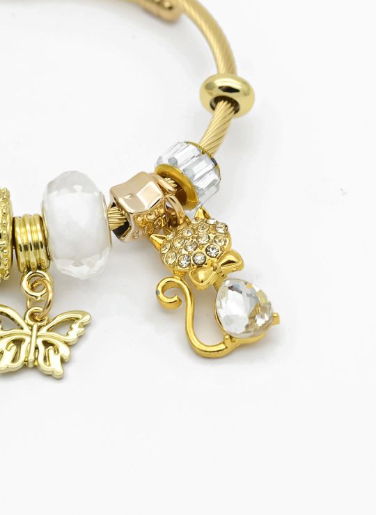 PULSERA TIPO PANDORA BRAZALETE EN RODIO CON MICROCIRCONES