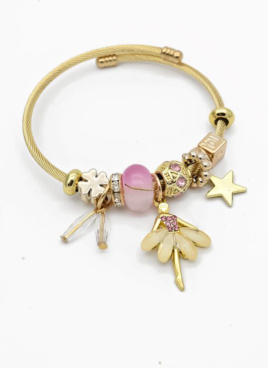 PULSERA TIPO PANDORA BRAZALETE EN RODIO CON MICROCIRCONES