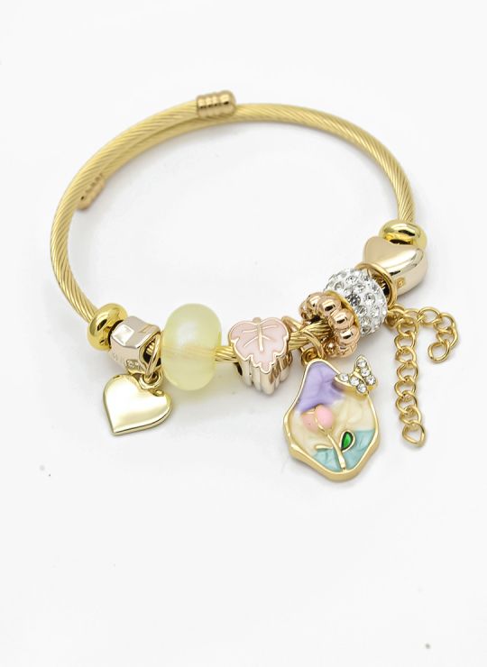 PULSERA TIPO PANDORA BRAZALETE EN RODIO CON MICROCIRCONES