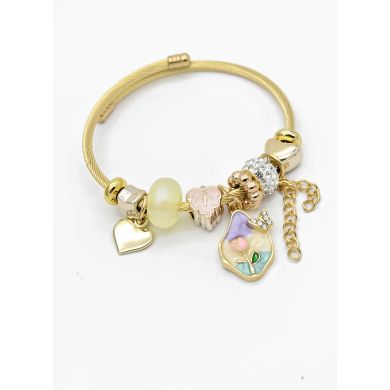 PULSERA TIPO PANDORA BRAZALETE EN RODIO CON MICROCIRCONES