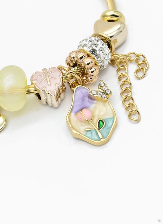 PULSERA TIPO PANDORA BRAZALETE EN RODIO CON MICROCIRCONES