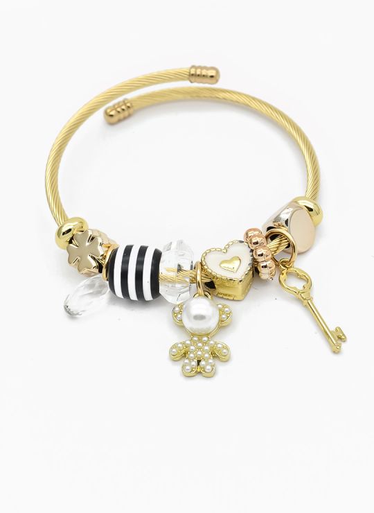 PULSERA TIPO PANDORA BRAZALETE EN RODIO CON MICROCIRCONES