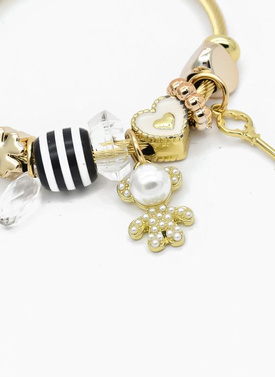 PULSERA TIPO PANDORA BRAZALETE EN RODIO CON MICROCIRCONES