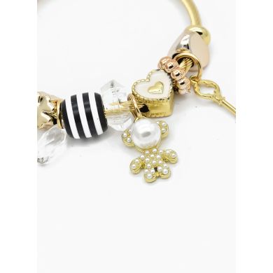 PULSERA TIPO PANDORA BRAZALETE EN RODIO CON MICROCIRCONES