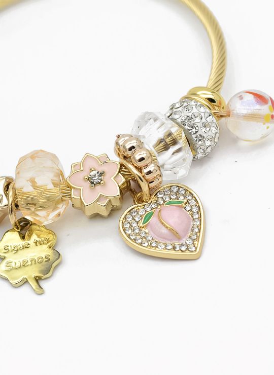PULSERA TIPO PANDORA BRAZALETE EN RODIO CON MICROCIRCONES