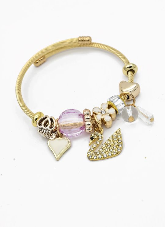 PULSERA TIPO PANDORA BRAZALETE EN RODIO CON MICROCIRCONES