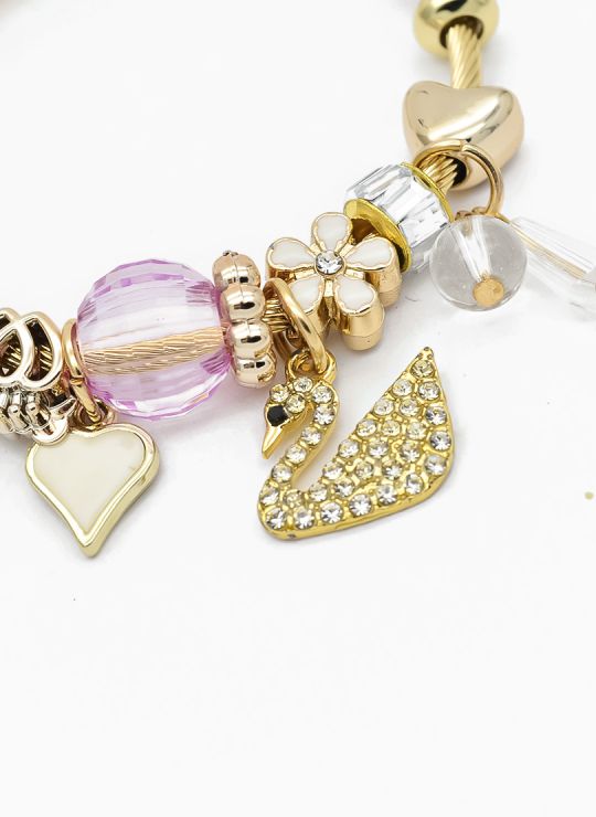 PULSERA TIPO PANDORA BRAZALETE EN RODIO CON MICROCIRCONES
