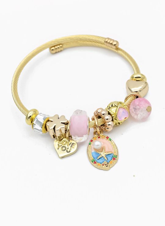 PULSERA TIPO PANDORA BRAZALETE EN RODIO CON MICROCIRCONES