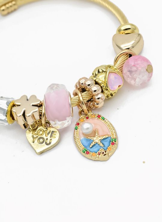 PULSERA TIPO PANDORA BRAZALETE EN RODIO CON MICROCIRCONES