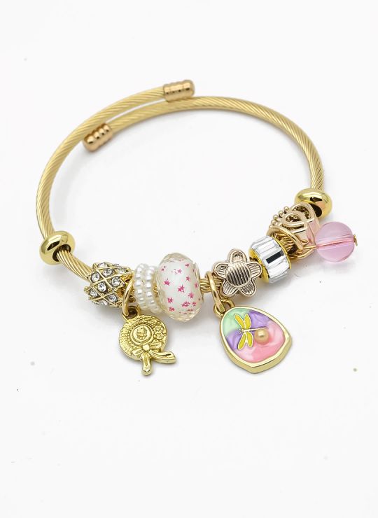 PULSERA TIPO PANDORA BRAZALETE EN RODIO CON MICROCIRCONES