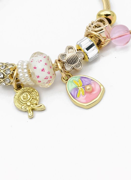 PULSERA TIPO PANDORA BRAZALETE EN RODIO CON MICROCIRCONES