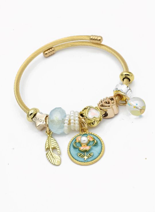 PULSERA TIPO PANDORA BRAZALETE EN RODIO CON MICROCIRCONES