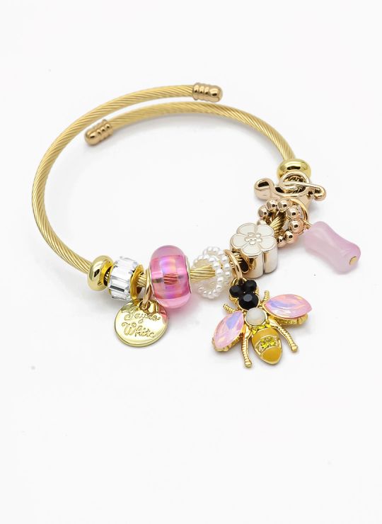 PULSERA TIPO PANDORA BRAZALETE EN RODIO CON MICROCIRCONES