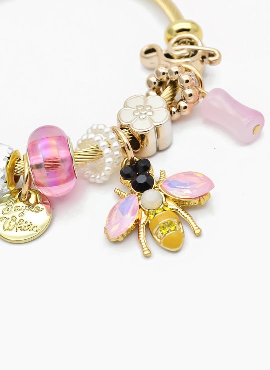 PULSERA TIPO PANDORA BRAZALETE EN RODIO CON MICROCIRCONES