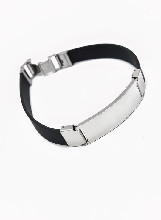 PULSERA NEOPRENO CON ACERO INOXIDABLE Y PLACA CON DISEÑO