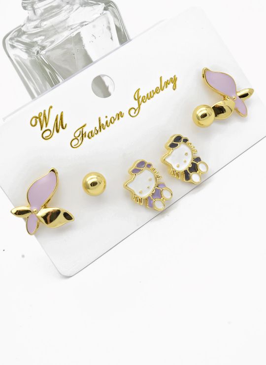 SET DE ARETES X 3 PARES RODIO XUPING /GARANTIZADO