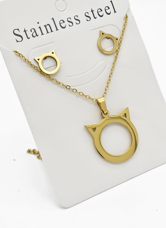 SET DE COLLAR, DIJE Y ARETES EN ACERO INOXIDABLE 316L