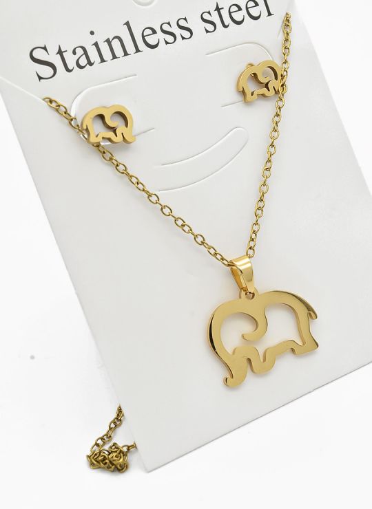 SET DE COLLAR, DIJE Y ARETES EN ACERO INOXIDABLE 316L