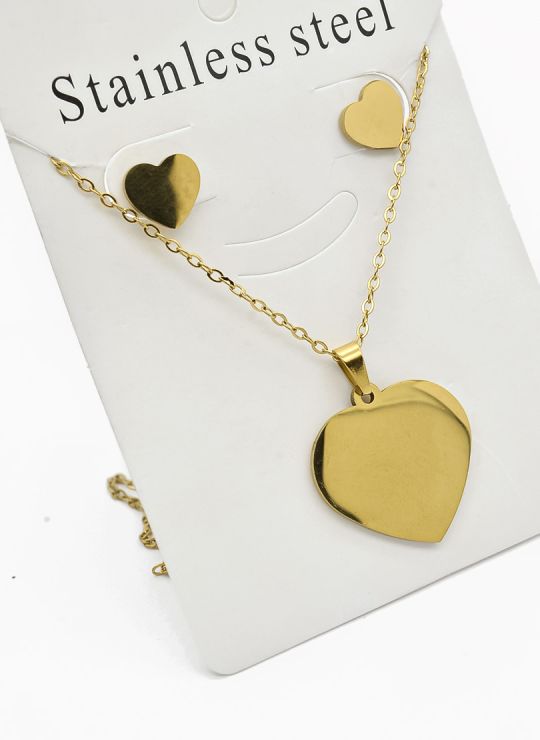SET DE COLLAR, DIJE Y ARETES EN ACERO INOXIDABLE 316L