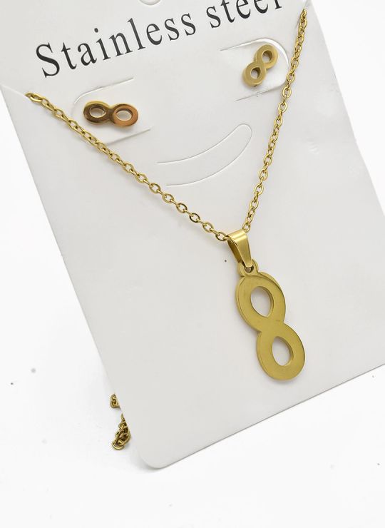 SET DE COLLAR, DIJE Y ARETES EN ACERO INOXIDABLE 316L